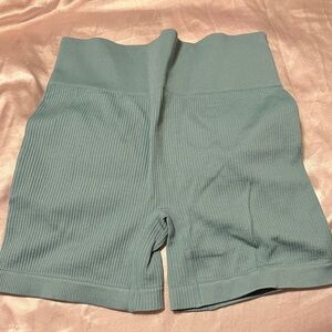 Women's Ribbed High-Waist Shorts - Green